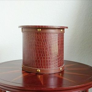 Faux Leather Croc Embossed Decorative Container